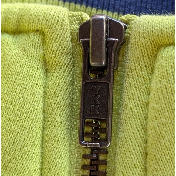 Stussy Contrast Rib Mock Neck Cotton Fleece Sweatshirt Men's Sz M Navy & Lime - Picture 13 of 16